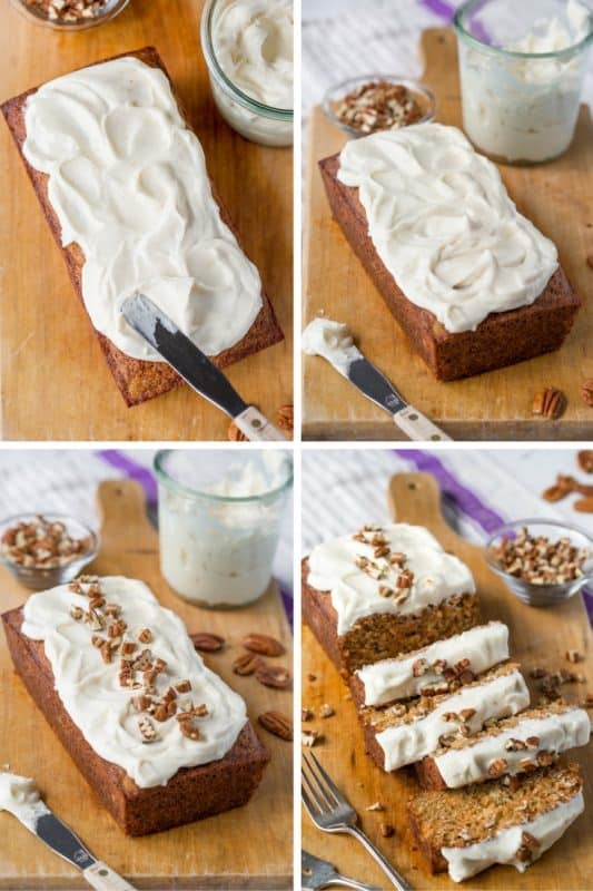 Carrot Loaf Cake - a deliciously moist cake loaded with fresh grated carrots and crushed pineapple, all topped off with a silky smooth cream cheese icing | www.savingdessert.com