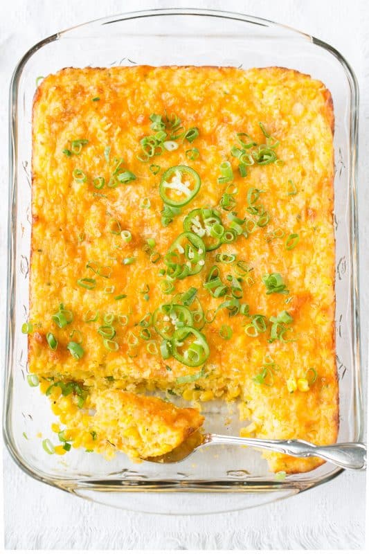 Spicy, Cheesy Corn Casserole with Jalapeños