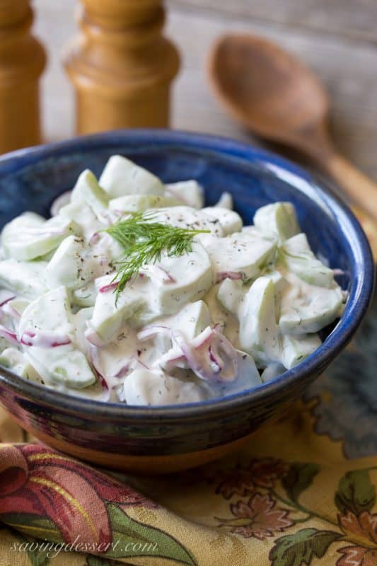 Crispy, Cold Cucumber Salad with fresh dill | www.savingdessert.com