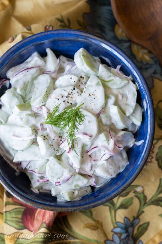 Crispy, Cold Cucumber Salad with fresh dill | www.savingdessert.com