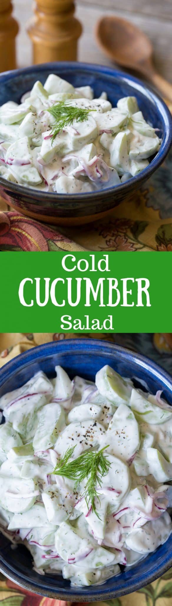 Fresh from the garden - crispy, Cold Cucumber Salad with fresh dill ~ a delicious salad made with a just a few fresh ingredients. Think creamy dill pickle! www.savingdessert.com