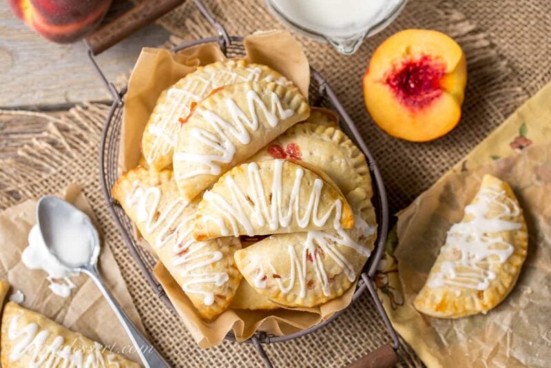 Peach Hand Pies in a basket 