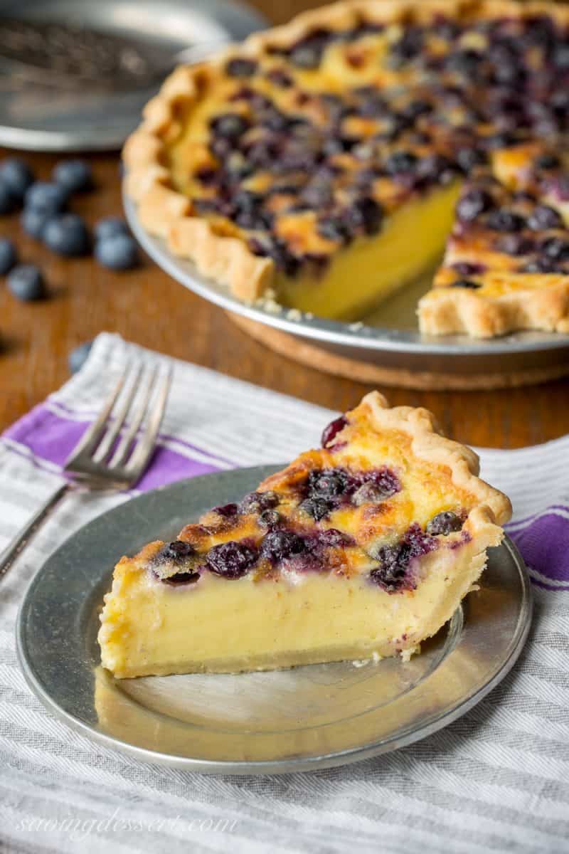 A slice of blueberry buttermilk pie