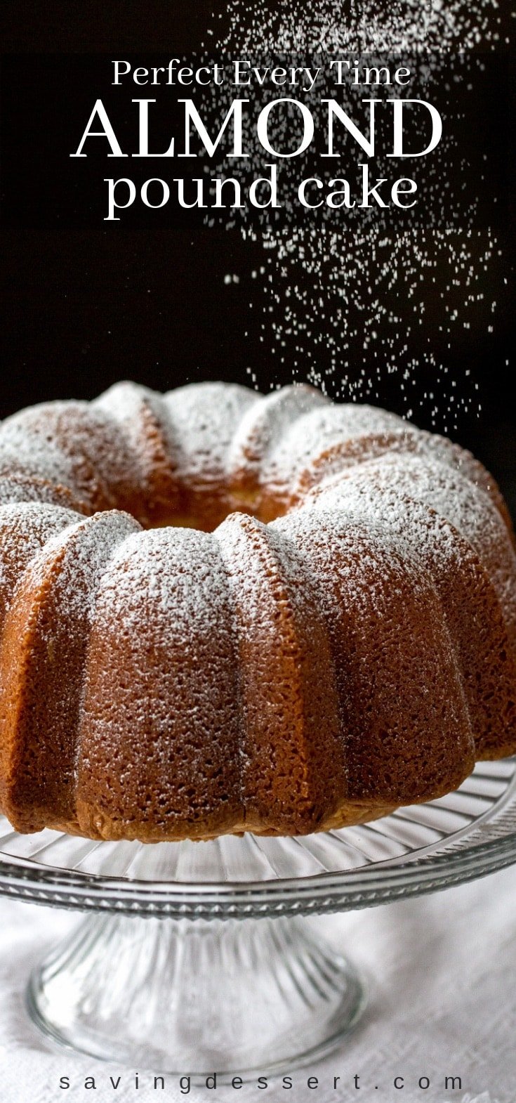 Pound cake sprinkled with powdered sugar