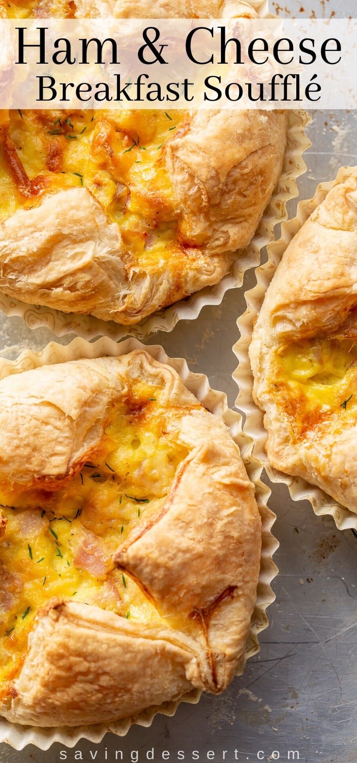 Ham & Cheese Breakfast Soufflés in paper wrappers