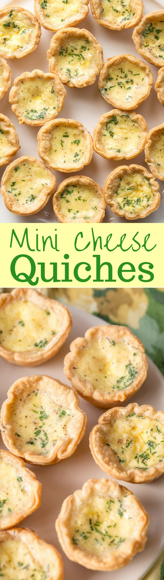 Mini Cheese Quiche Recipe - with a velvety smooth filling, rich flavor and a flaky crust - the perfect appetizer! www.savingdessert.com