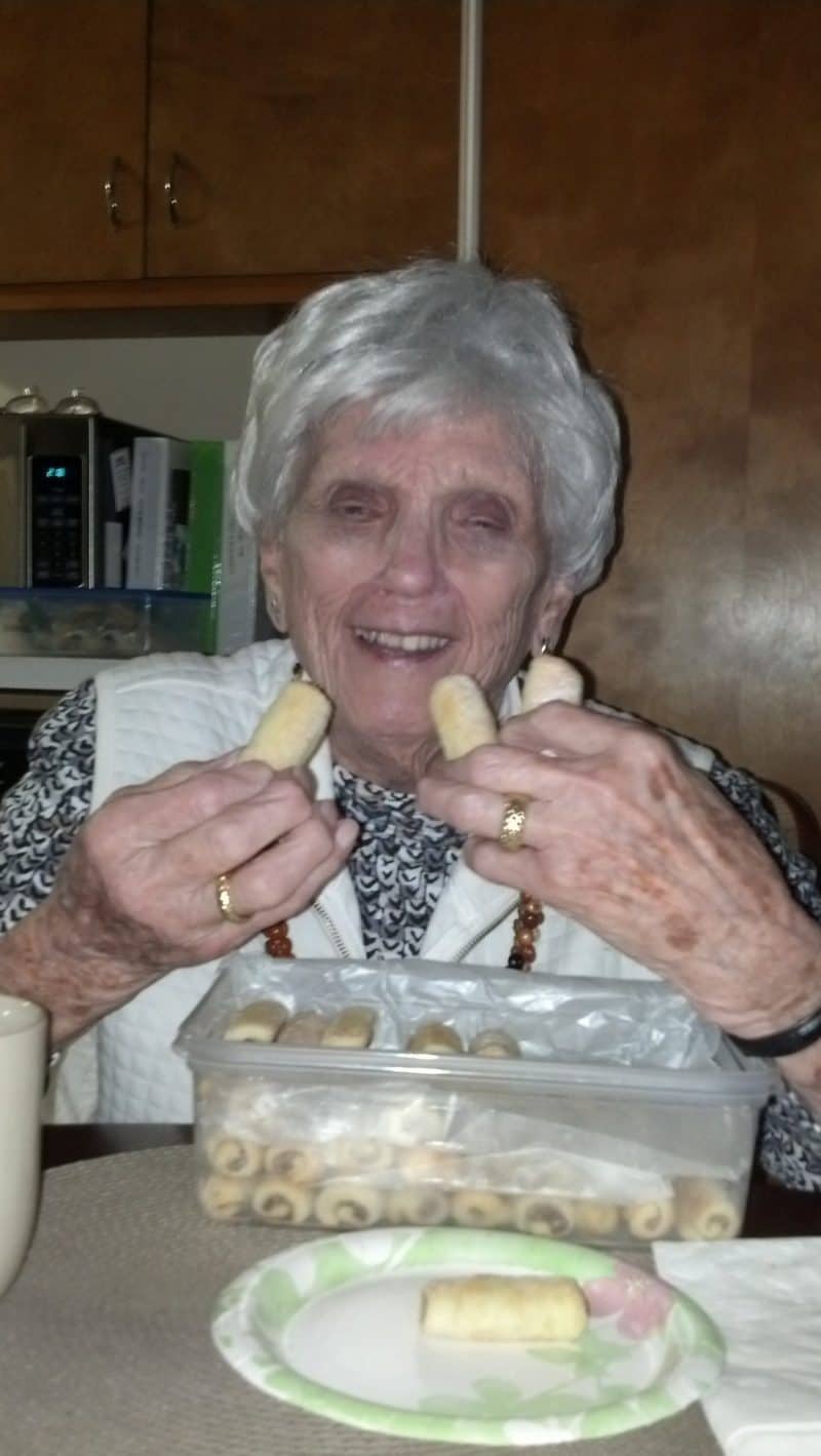 Annie Roy - Thanksgiving 2016 -Roczki Cookies (Kolacky) are made with a tender, yeasted dough rolled up in a cigar shape with a simple, lemony, ground nut filling. www.savingdessert.com