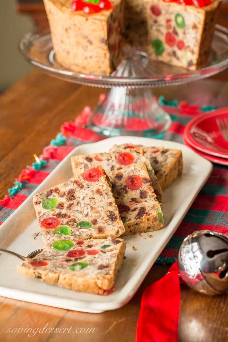 Mamma's Eggnog Cake - A delicious fruit cake loaded with candied cherries, dates, and nuts and soaked with bourbon. www.savingdessert.com