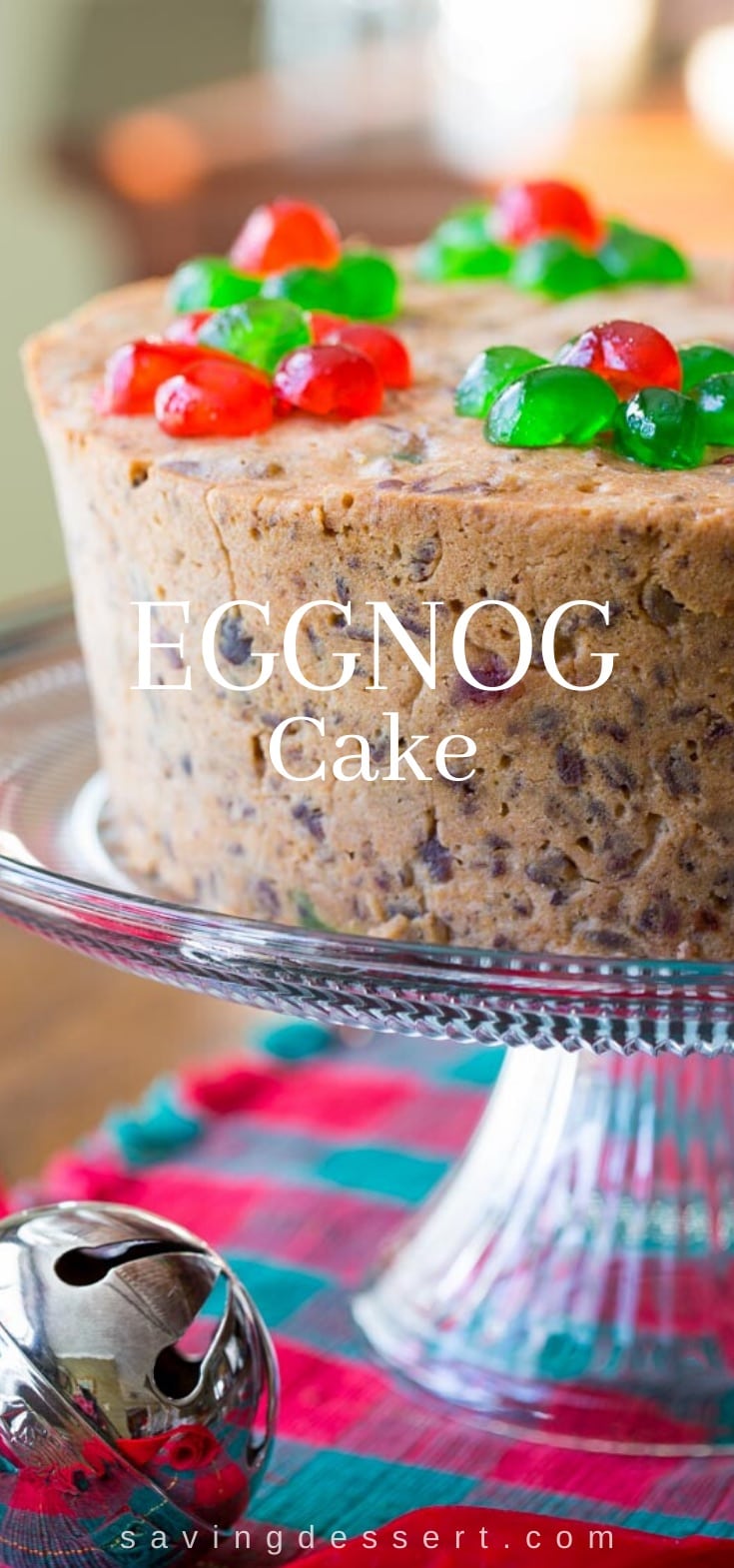 Eggnog Cake with candied cherries on top