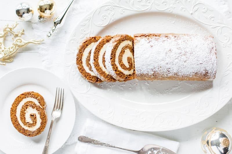 This Gingerbread Roll with Lemon Cream Cheese Filling – a delightful dessert that’s not too sweet, is loaded with warm, aromatic spices and flavored with just the right amount of molasses. www.savingdessert.com