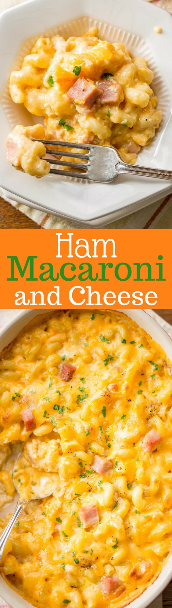 Creamy & rich, Ham Macaroni & Cheese. What could be more comforting than a steaming bowl of macaroni and cheese loaded with sweet ham? www.savingdessert.com