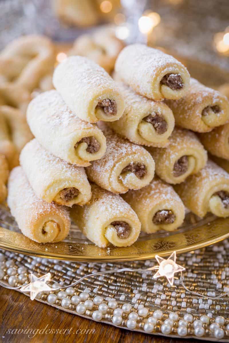 Roczki cookies in a stack on a plate