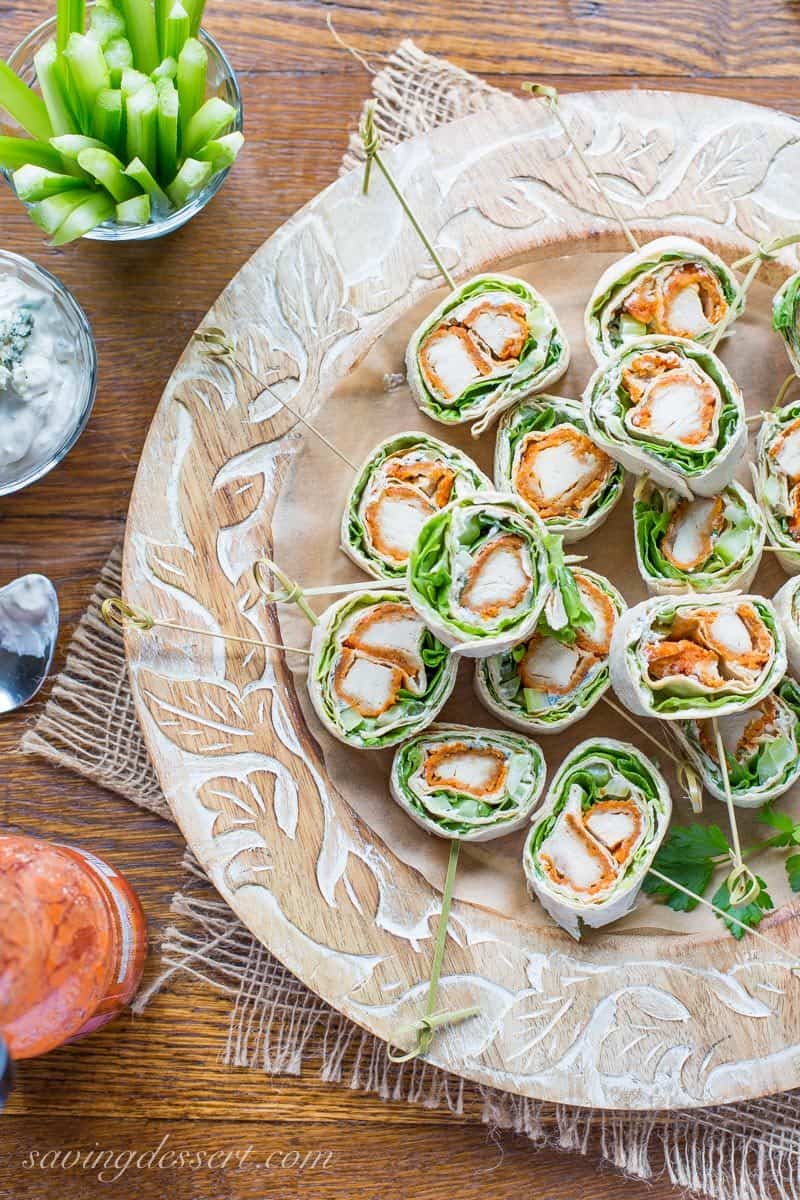 Buffalo Chicken Roll Up Appetizers - Saving Room for Dessert