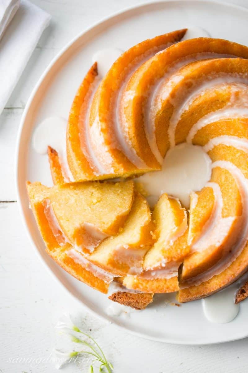 A sliced pineapple pound cake