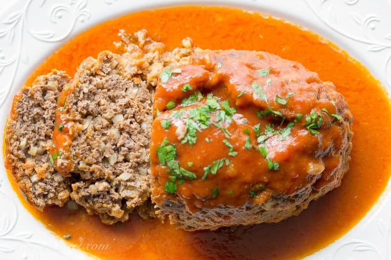 Sweet and Sour Meatloaf (sometimes called Dutch Meatloaf) ~ a tangy, juicy meatloaf covered in an easy sweet and sour sauce made with ketchup, mustard, vinegar and brown sugar. www.savingdessert.com