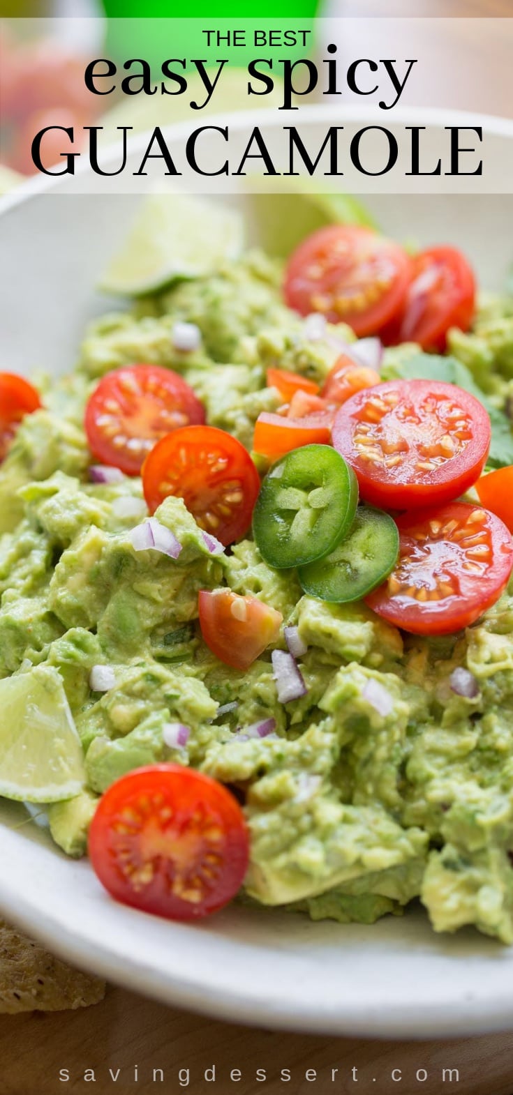 Easy Spicy Guacamole ~ incredibly delicious made fresh at your own table, hand crafted and seasoned just the way you like it. #guacamole #spicyguacamole #cincodemayo #mexican #avocado #easyguac #appetizer #dip