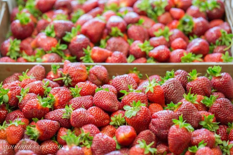 Boxes of fresh strawberries