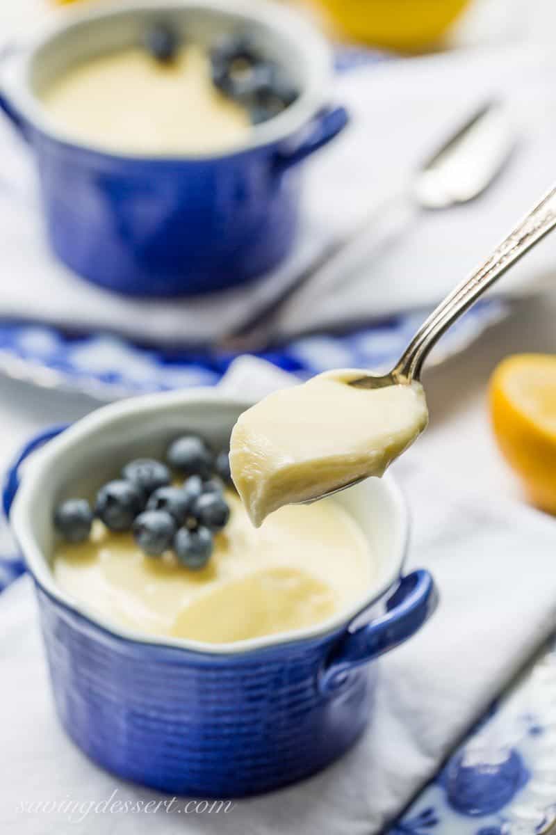 A spoonful of creamy lemon posset 