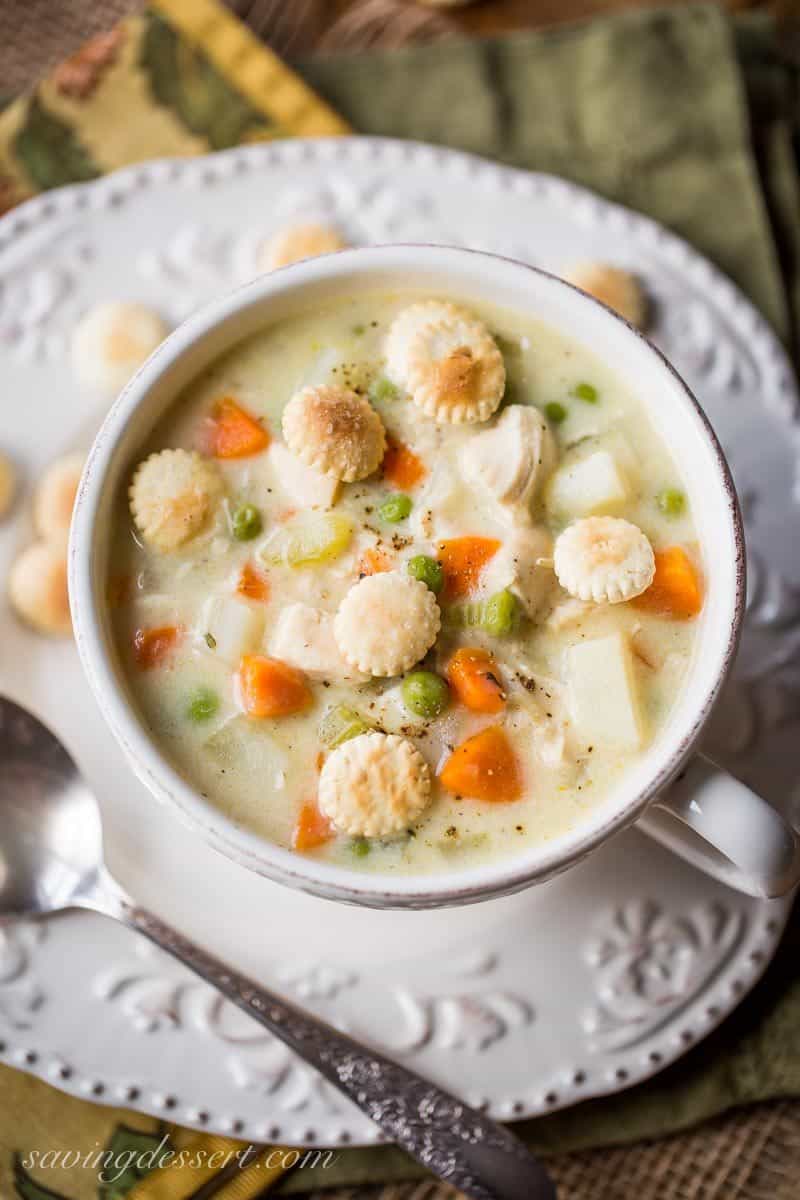 Hearty Chicken Pot Pie Soup ~ savingdessert.com