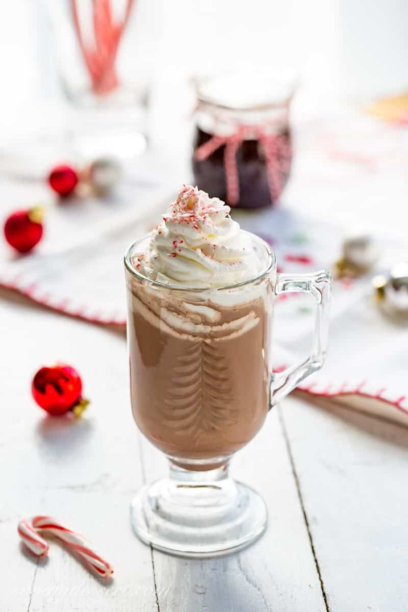 Chocolate Peppermint Sauce ~ a silky smooth, rich all-purpose chocolate sauce with bright peppermint flavor that may be the highlight of your holiday dessert table. Easy to make and perfect served on ice cream, stirred in warm milk for a fantastic hot chocolate, drizzled on cookies or cake or as a dip for fruit. Perfect for gifting too! www.savingdessert.com #savingroomfordessert #chocolate #chocolatesauce #peppermint #dessert