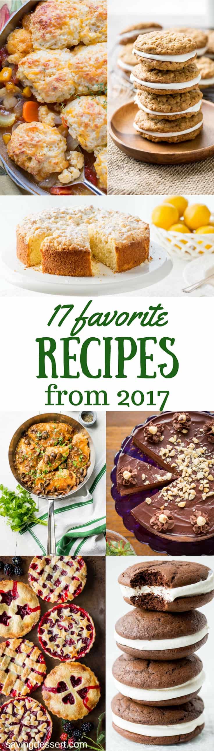 17 of our favorite recipes from 2017 ~ from soups and stews, to casseroles, pies and cakes, 2017 was a great year here at Saving Room for Dessert! www.savingdessert.com #savingroomfordessert #bestrecipes2017 #bestrecipes