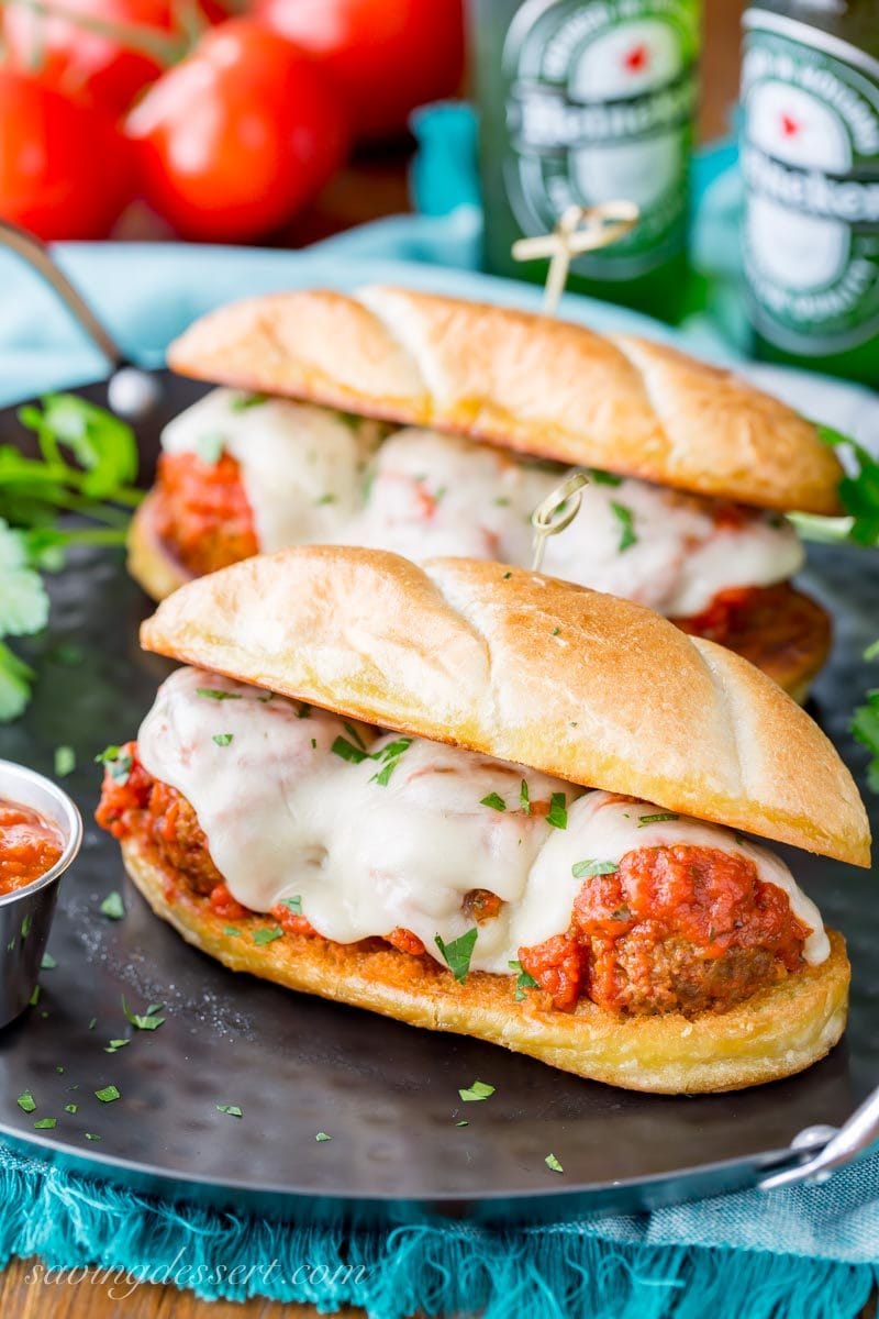 meatball sub sandwiches with melted cheese