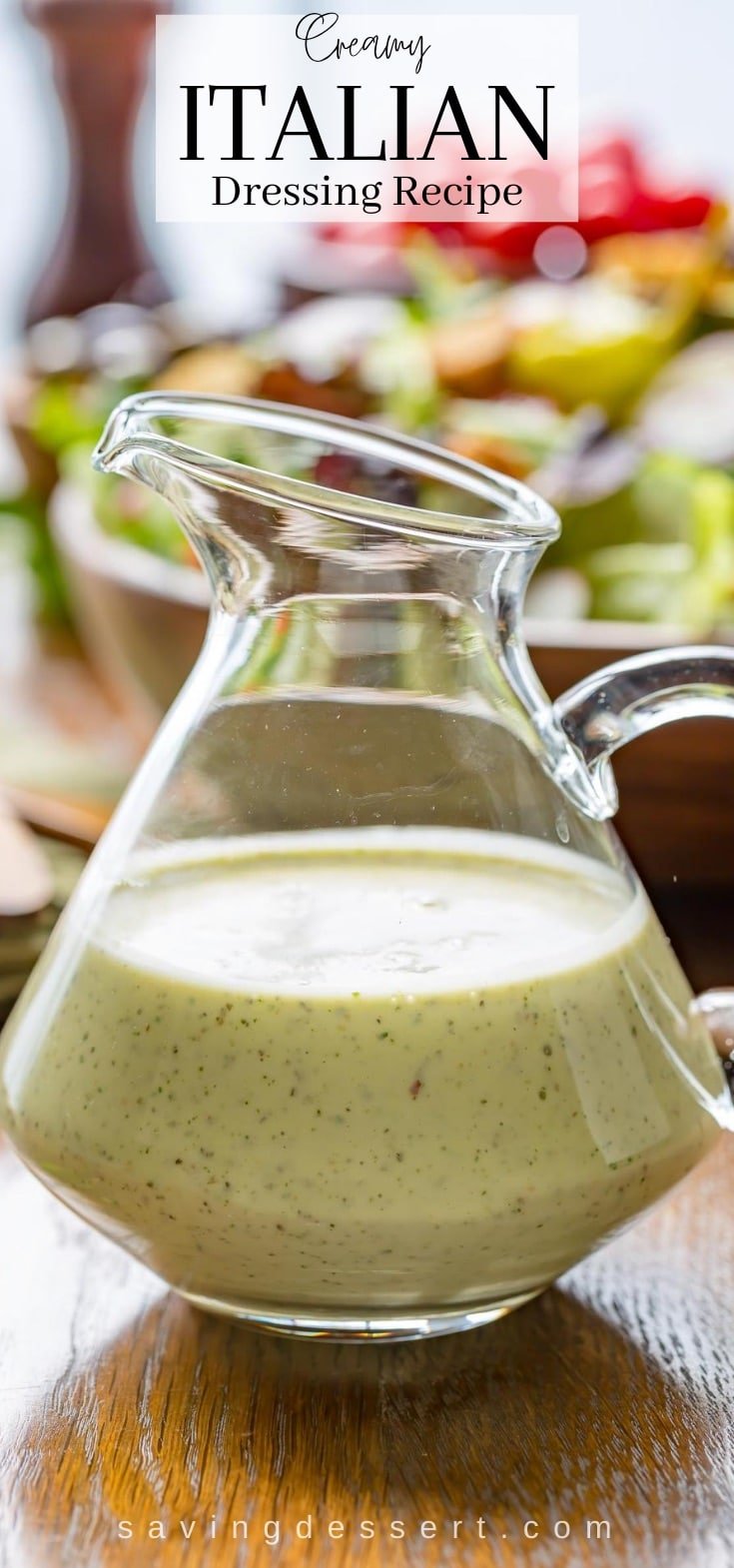 A bottle of creamy Italian Dressing loaded with herbs