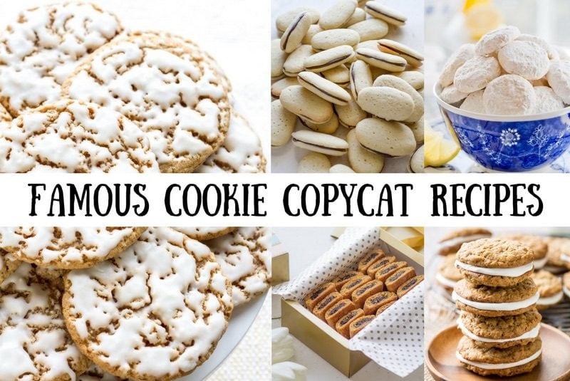 A collage of photos showing copycat famous cookies