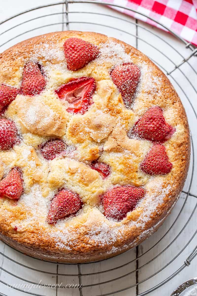 Overhead view of Strawberry Breakfast Cake