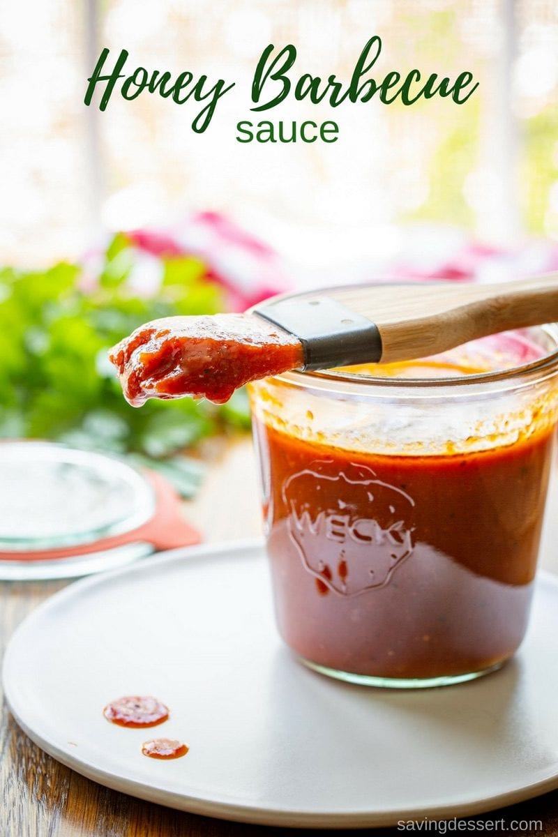 A jar of homemade BBQ sauce