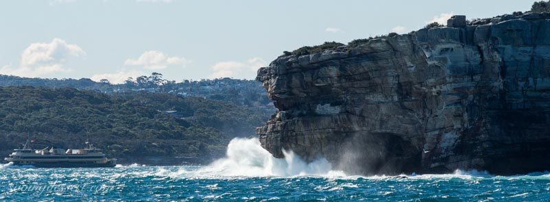 Cliffs near the gap leaving Watsons Bay heading out into the Pacific Ocean.
