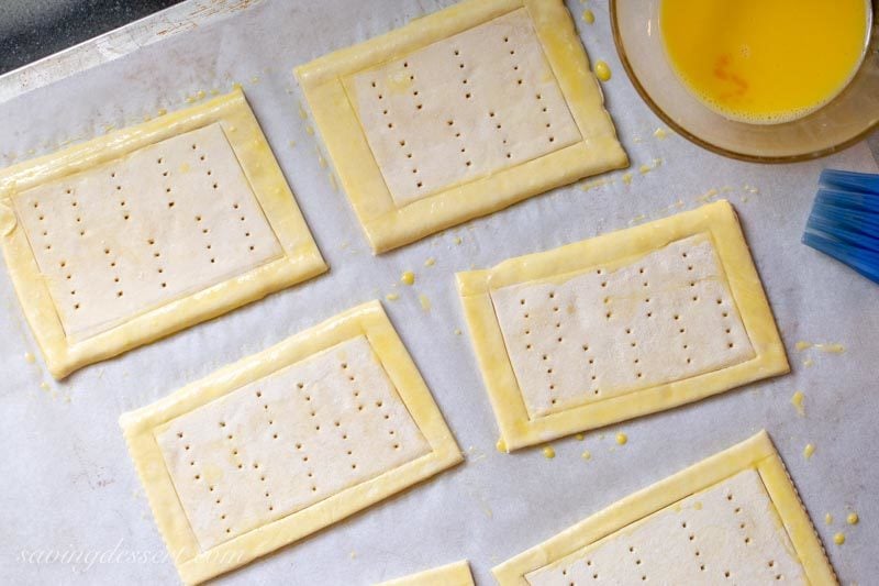 puff pastry tarts ready to go in the oven