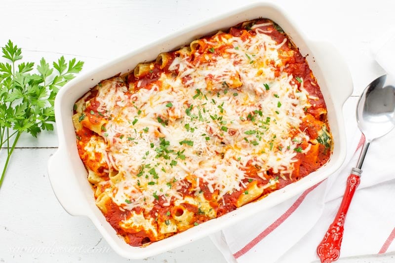 Ricotta & Spinach Pasta Bake - Saving Room for Dessert