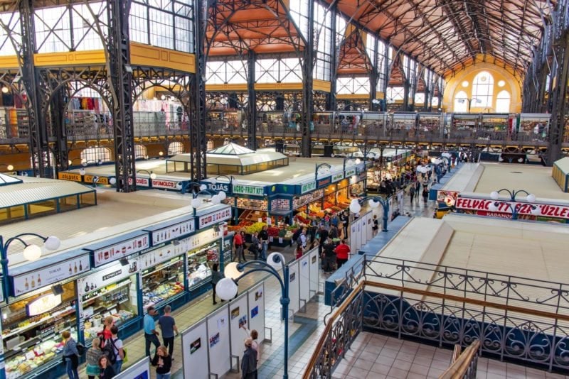 A photo from the second floor of the Great Market Hall in Budapest Hungary