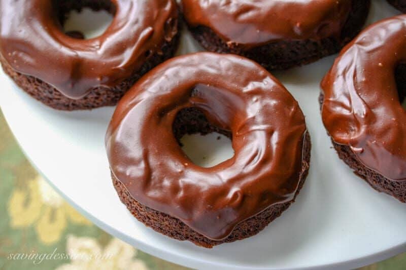 chocolate cake doughnuts with chocolate icing