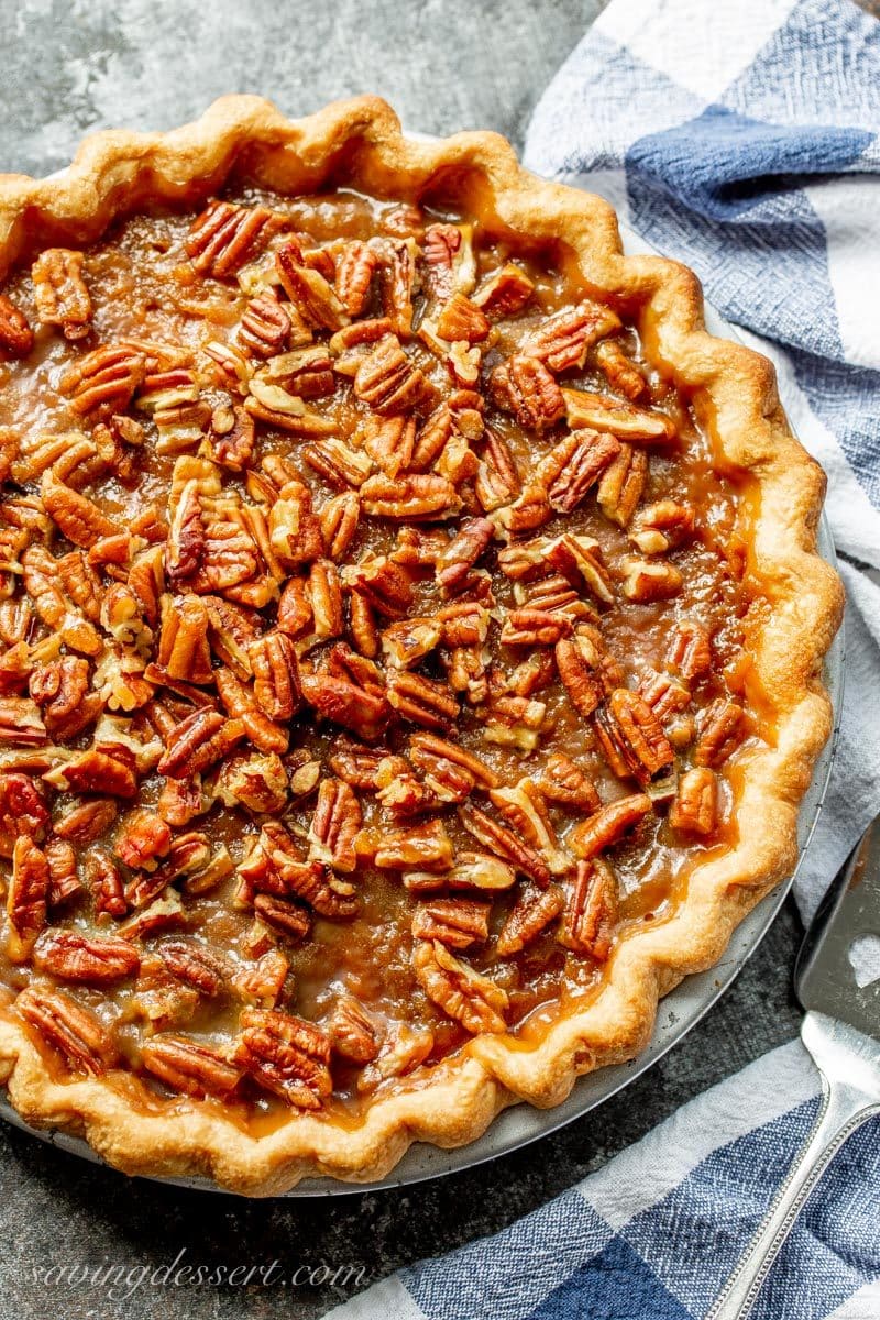 Sweet potato pie with a praline pecan topping