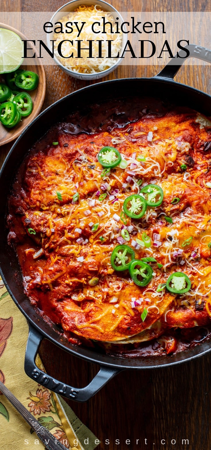amongst smoky estrus from the chipotle peppers inwards adobo sauce Easy Chicken Enchiladas Recipe