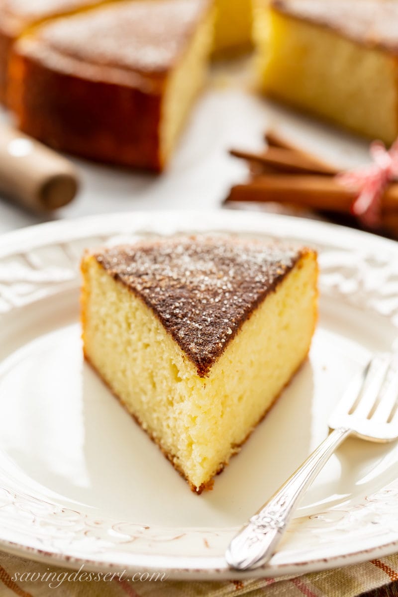 A big slice of Cinnamon Breakfast Cake on a plate