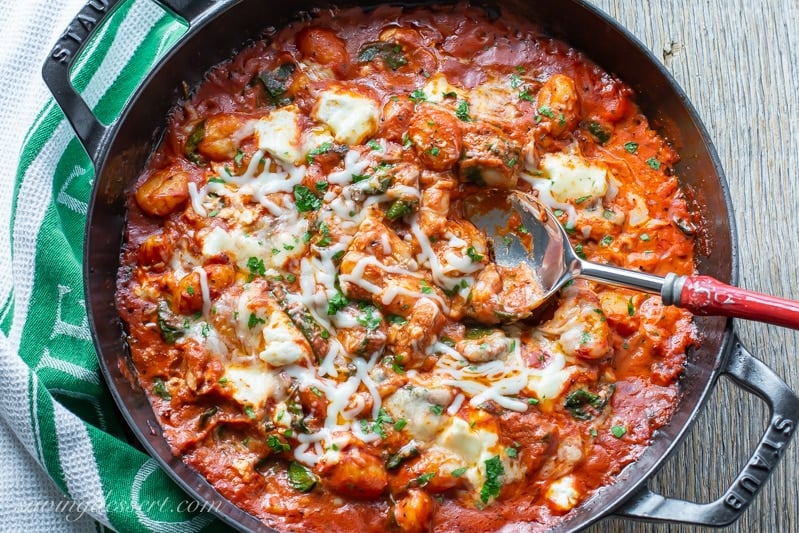 Baked Gnocchi with Tomato, Ricotta and Spinach - Saving Room for Dessert