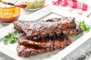 A platter of BBQ'd Slow-Cooker Ribs