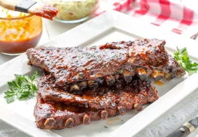 A platter of BBQ'd Slow-Cooker Ribs