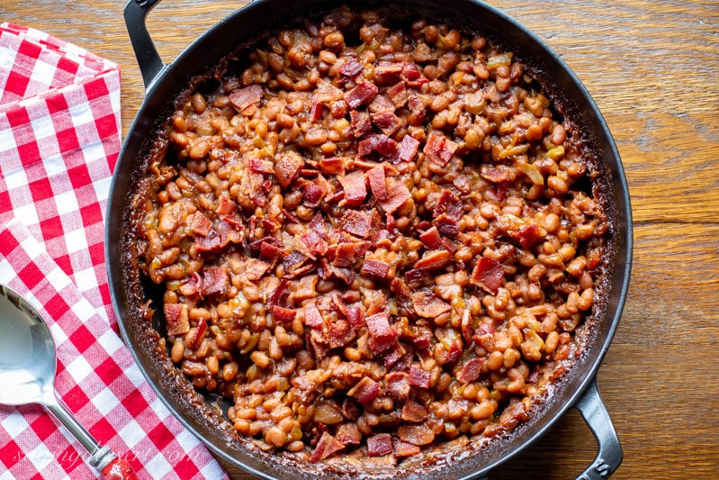 A pan of baked beans