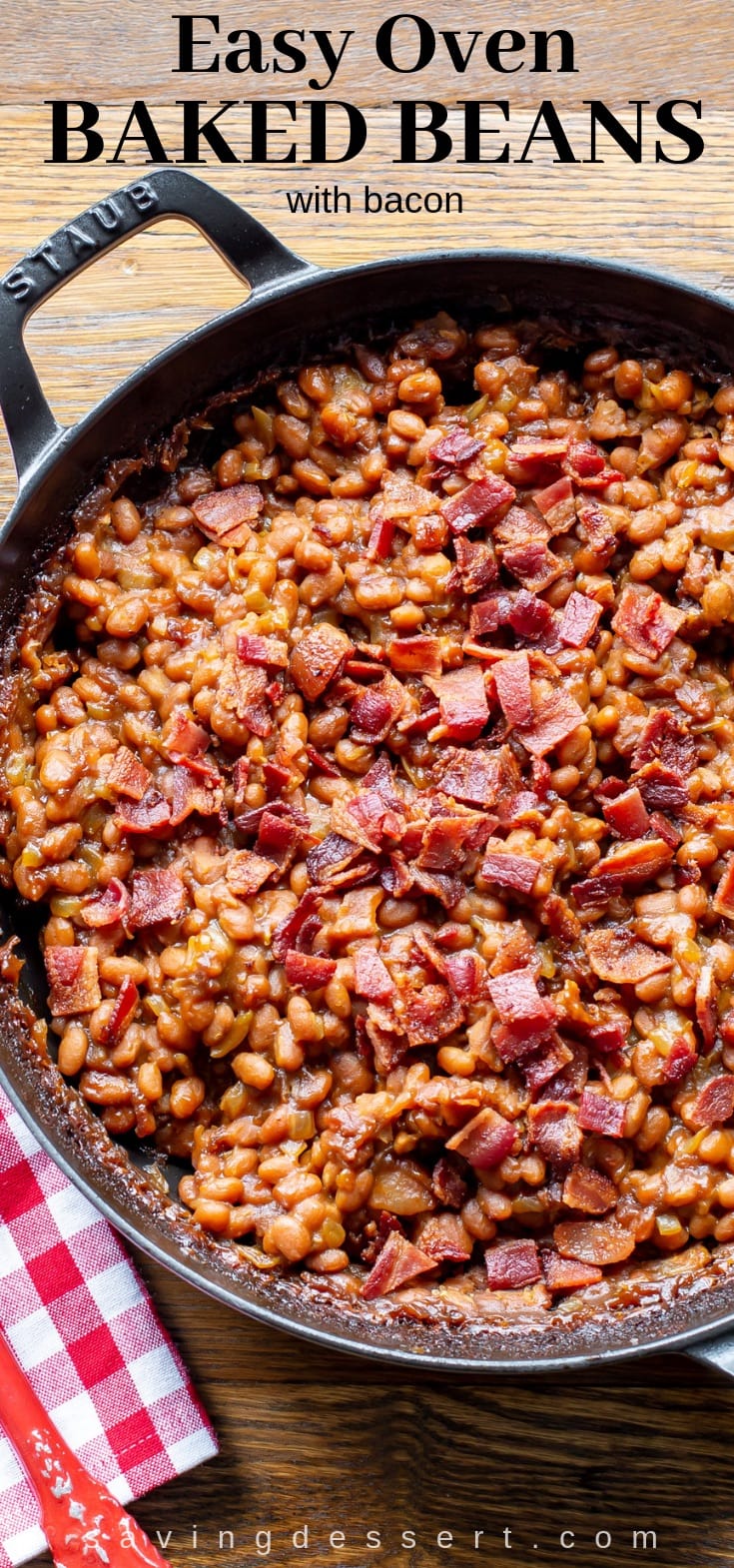 A casserole filled amongst oven baked beans topped amongst crumbled bacon Easy Oven Baked Beans Recipe