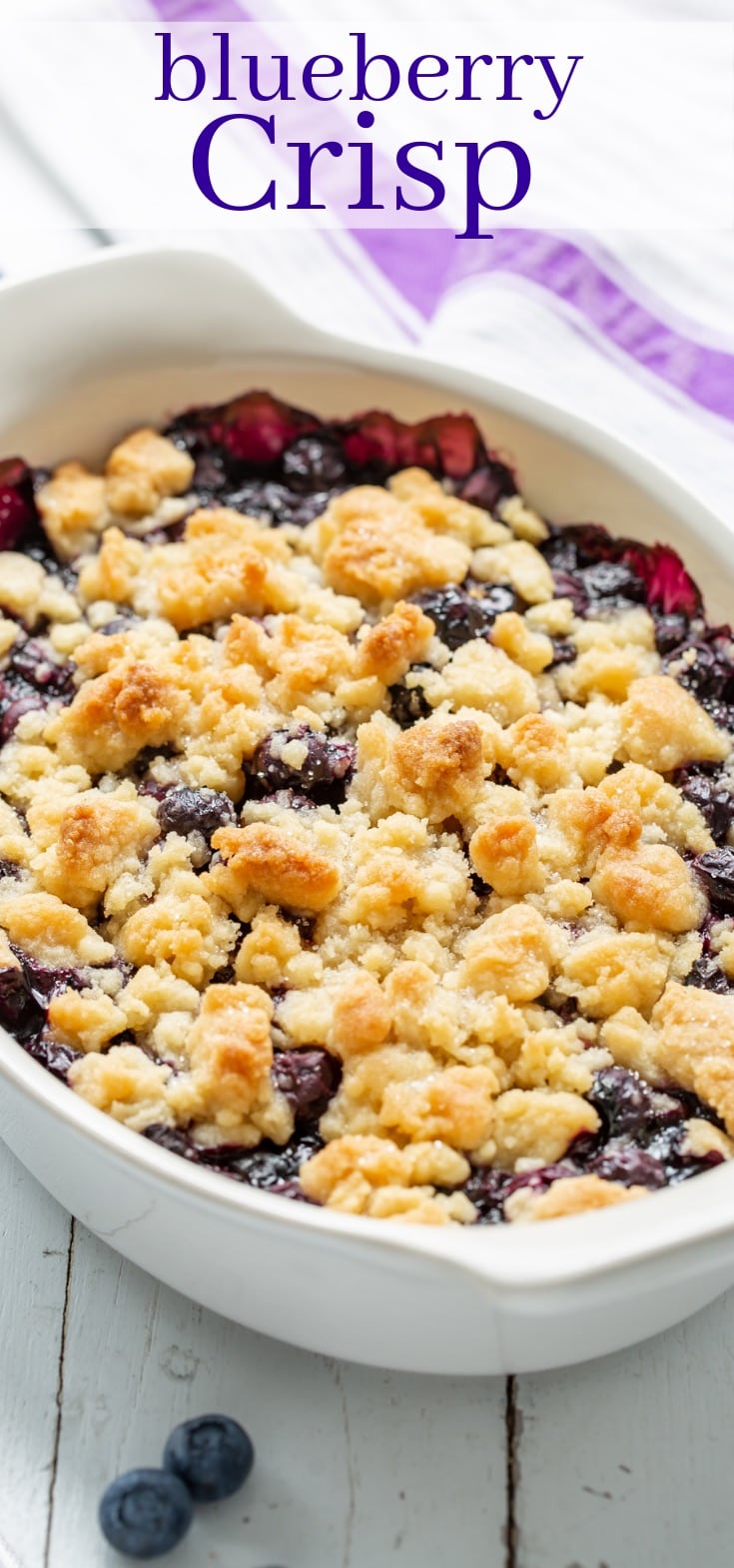 A casserole with blueberry crisp