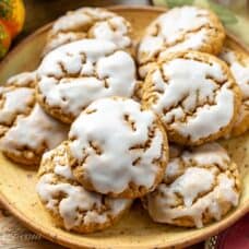 A plate of spiced Pumpkin Oatmeal Cookies