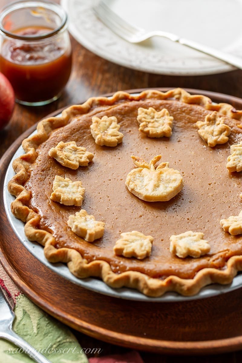 Apple butter pie decorated with pastry cut-outs