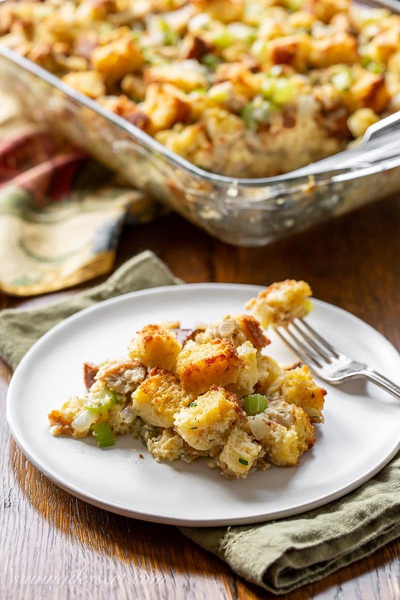 A plate of Southern Cornbread Dressing