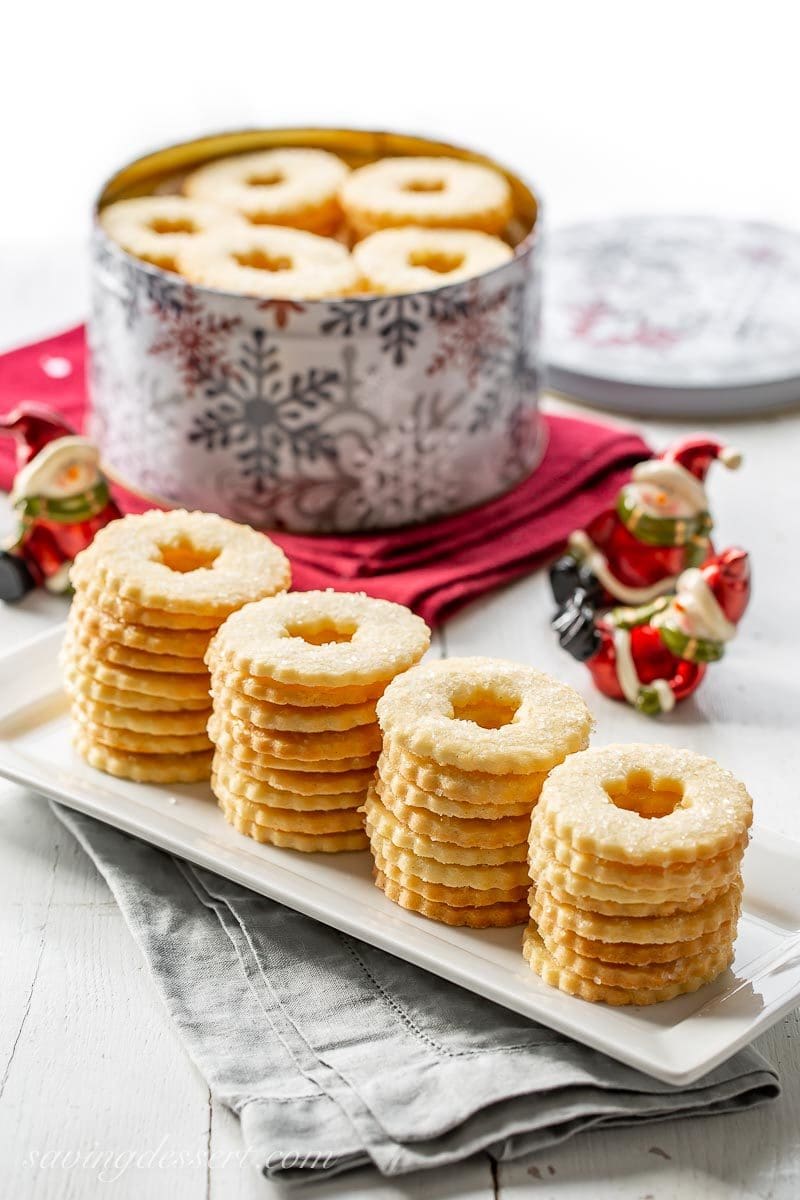 A tin filled with butter cookies