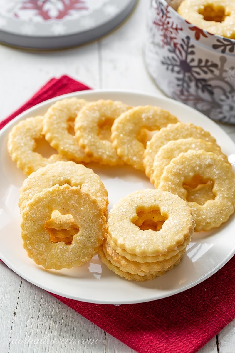 A plate of sugar topped butter cookies