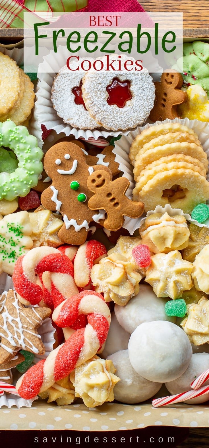 A box of assorted holiday cookies